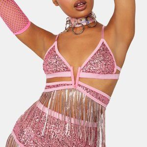 EastnWest Pink Athena Sequin Bra Top -Taylor Swift Eras/Rave/Festival